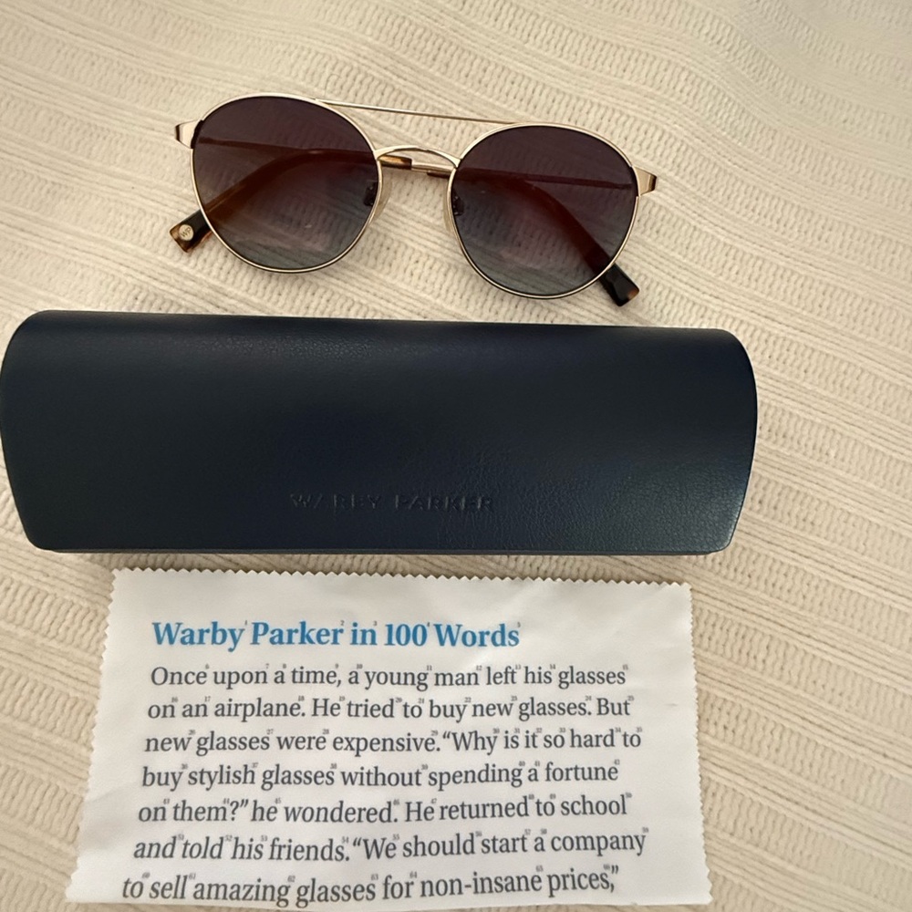 Warby Parker Gold Round Sunglasses Perfect Condition